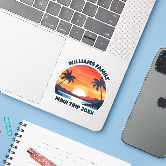 カスタムトロピカルサンライズビーチ旅行記念ノートPC シール (ノートパソコンとiPhone)