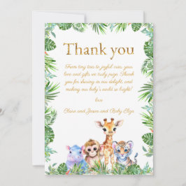 カスタムトロピカルジャングルギザffeトラ赤ちゃんシャワー サンキューカード