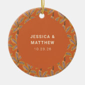 カスタムトロピカルパームツリーズ目的地の結婚式 セラミックオーナメント (正面)