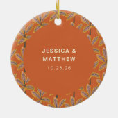 カスタムトロピカルパームツリーズ目的地の結婚式 セラミックオーナメント (裏面)