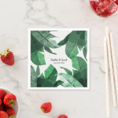 カスタムトロピカルパームプリント結婚のナプキン スタンダードカクテルナプキン (インサイチュ)