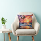 カスタムトロピカルビーチサンセット | 沿岸芸術 クッション (椅子)