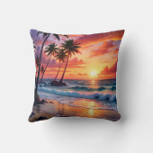 カスタムトロピカルビーチサンセット | 沿岸芸術 クッション (裏面)
