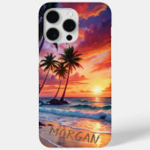 カスタムトロピカルビーチサンセット | 海岸の芸術 Case-Mate iPhoneケース (裏面)