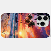 カスタムトロピカルビーチサンセット | 海岸の芸術 Case-Mate iPhoneケース (裏面 (横))