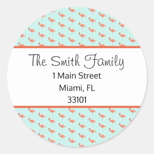 カスタムトロピカルフラミンゴ住所 シール (正面)