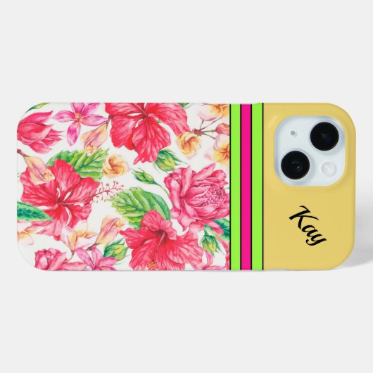 カスタムトロピカルフラワーデザイン Case-Mate iPhoneケース (裏面 (横))