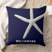 カスタムトロピカルホワイトヒトデオンネイビーブルービーチ  クッション (ブランケット)