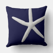 カスタムトロピカルホワイトヒトデオンネイビーブルービーチ  クッション (裏面)