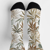 カスタムトロピカルリーフゴールデンチャコールネームデザイン ソックス (上部)