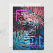 カスタムトロピカル葉ネオンピンク50歳の誕生日 招待状 (裏面)