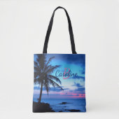 カスタムトロピッカラフルク島ビーチ海サンセット トートバッグ (正面)