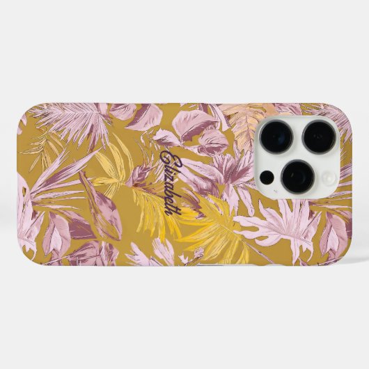 カスタムトロピモダンカルリーフイエローグレイ Case-Mate iPhoneケース (裏面 (横))