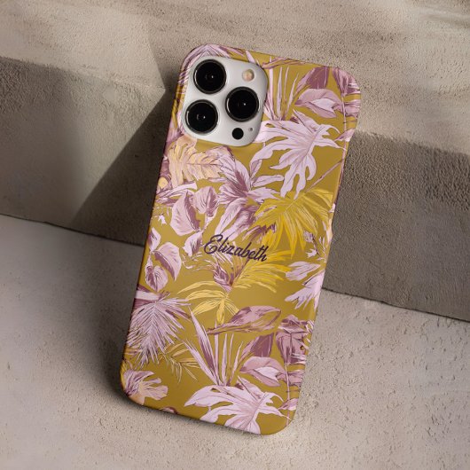 カスタムトロピモダンカルリーフイエローグレイ Case-Mate iPhoneケース