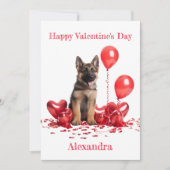 カスタムドイツの羊飼いハートバルーンValentine シーズンカード (正面)