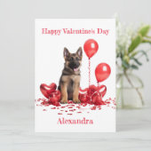 カスタムドイツの羊飼いハートバルーンValentine シーズンカード (スタンド正面)