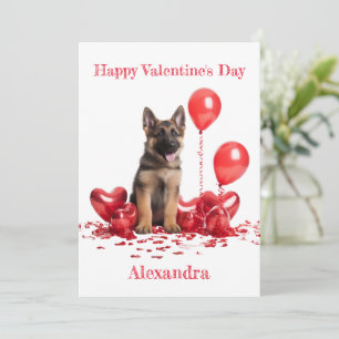 カスタムドイツの羊飼いハートバルーンValentine シーズンカード