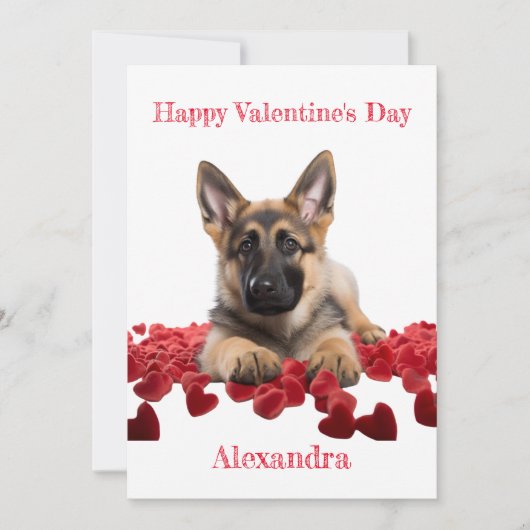 カスタムドイツの羊飼いベルベットハートバレンタイン シーズンカード (正面)