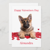 カスタムドイツの羊飼い人形オンハートバレンタイン シーズンカード (正面/裏面)