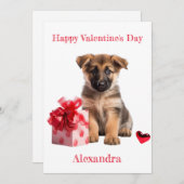 カスタムドイツの羊飼い子犬とギフトバレンタイン シーズンカード (正面/裏面)