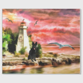 カスタムドイツシェパードライトハウスラッピング紙 ラッピングペーパー (フラット)