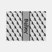 カスタムドイツ羊飼い犬シルエット フリースブランケット (正面(横))