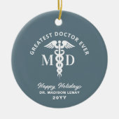 カスタムドクターメディカルパーソナライズされたクリスマス セラミックオーナメント (正面)
