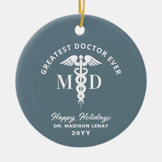カスタムドクターメディカルパーソナライズされたクリスマス セラミックオーナメント (正面)