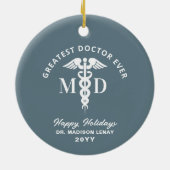 カスタムドクターメディカルパーソナライズされたクリスマス セラミックオーナメント (裏面)