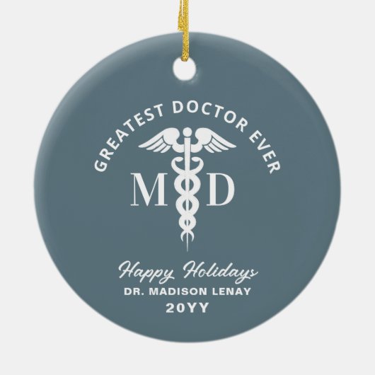 カスタムドクターメディカルパーソナライズされたクリスマス セラミックオーナメント (裏面)