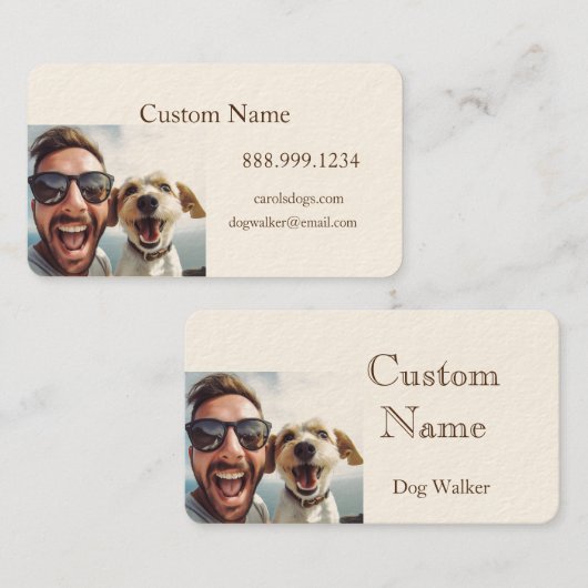 カスタムドッグウォーカー、ペット着座営業サービス 名刺 (正面/裏面)
