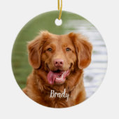 カスタムドッグフォトキープサキープレッドプレイドペット記念 セラミックオーナメント (正面)