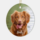 カスタムドッグフォトキープサキープレッドプレイドペット記念 セラミックオーナメント (左)