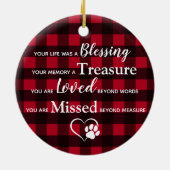 カスタムドッグフォトキープサキープレッドプレイドペット記念 セラミックオーナメント (裏面)