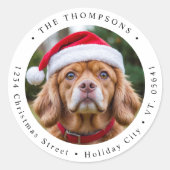 カスタムドッグフォトクリスマスカード差出人住所 ラウンドシール (正面)