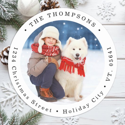 カスタムドッグフォトクリスマスカード差出人住所 ラウンドシール