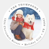 カスタムドッグフォトクリスマスカード差出人住所 ラウンドシール (正面)