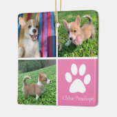 カスタムドッグフォトコラージュかわいらしピンク両面 セラミックオーナメント (左)