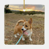 カスタムドッグフォトコラージュかわいらしピンク両面 セラミックオーナメント (裏面)