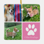 カスタムドッグフォトコラージュかわいらしピンク両面 セラミックオーナメント (正面)