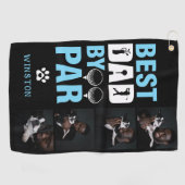 カスタムドッグフォトコラージュ最高のパパBy Par ゴルフタオル (横)