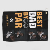 カスタムドッグフォトコラージュ最高のパパBy Par ゴルフタオル (横)