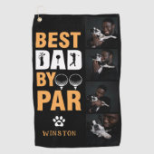 カスタムドッグフォトコラージュ最高のパパBy Par ゴルフタオル (正面)