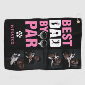 カスタムドッグフォトコラージュ最高のパパBy Par ゴルフタオル (横)