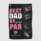 カスタムドッグフォトコラージュ最高のパパBy Par ゴルフタオル (正面)