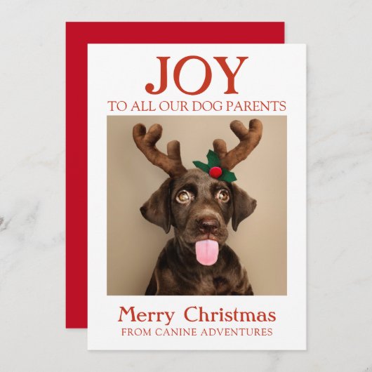 カスタムドッグフォトジョイホリデーカードドッグウォーカー シーズンカード (正面/裏面)