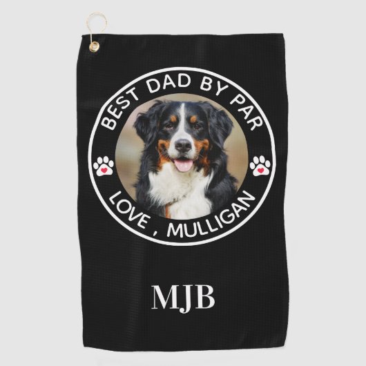 カスタムドッグフォトペット最高のパパバイパーモノグラム ゴルフタオル (正面)