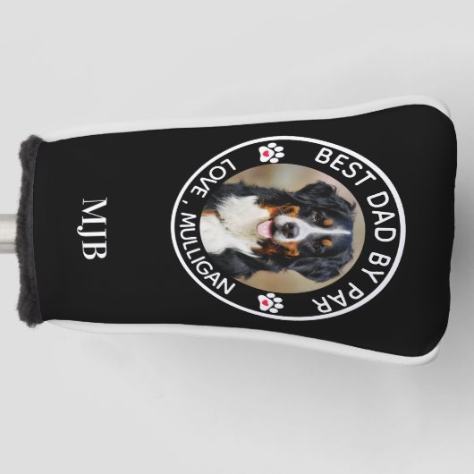 カスタムドッグフォトペット最高のパパバイパーモノグラム ゴルフヘッドカバー (正面)