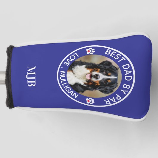 カスタムドッグフォトペット最高のパパバイパーモノグラム ゴルフヘッドカバー (正面)