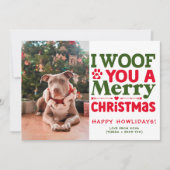 カスタムドッグフォトメリークリスマスパピー写真 シーズンカード (正面)